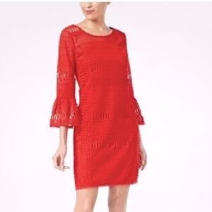 Alfani bell sleeve red lace dress